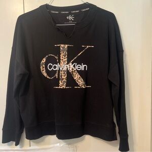 Calvin Klein Black Sweater with Leopard Logo